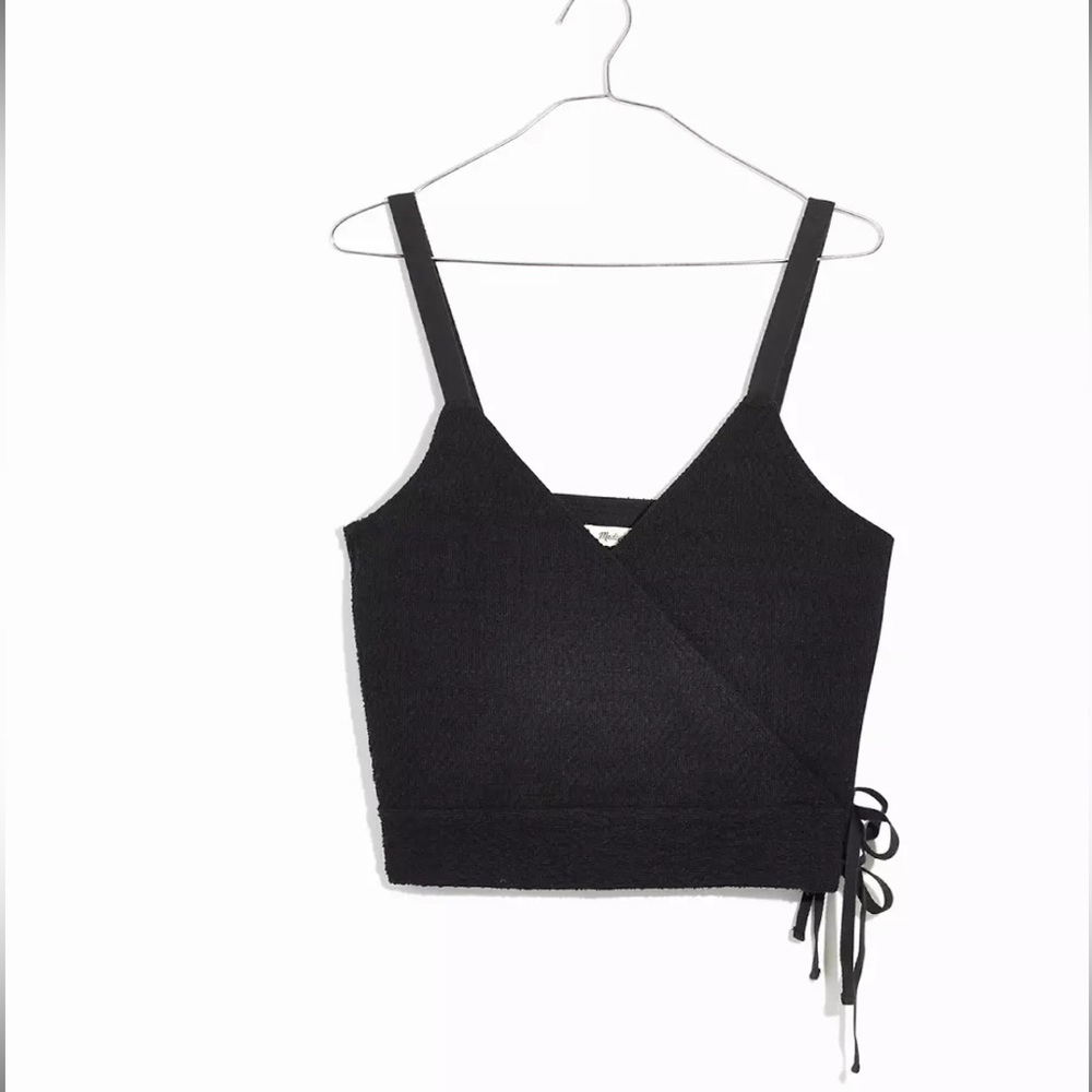 Madewell Finale Black Wrap Tank Top, Large